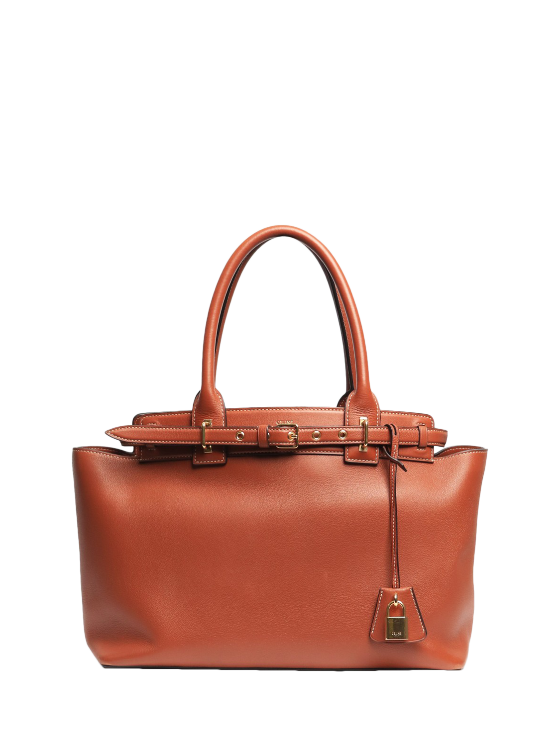 Product image 1 of 7, which shows Pre-loved CELINE Conti Leather Grab Bag, Tan