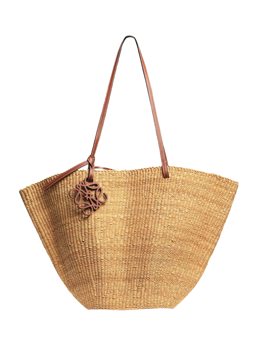 Pre-loved LOEWE Shell Raffia Tote Bag, Neutral