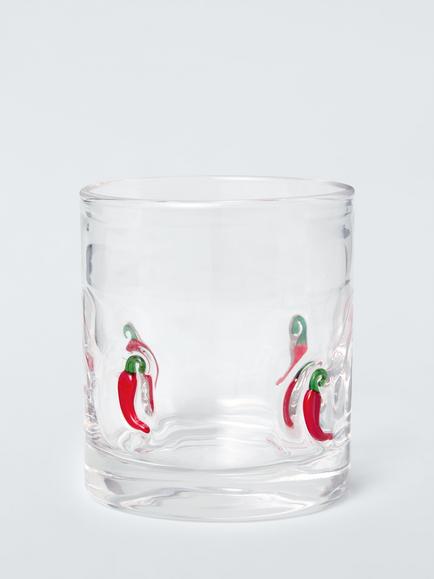John Lewis Chilli Icon Glass Tumbler, 360ml, Clear, Multi