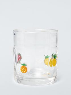 John Lewis Mixed Fruits Icon Glass Tumbler, 375ml, Clear, Multi