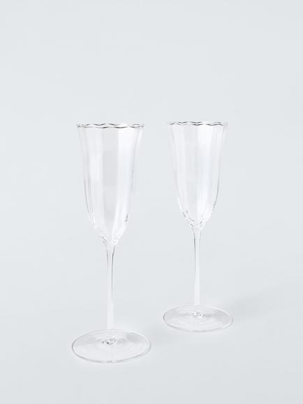 John Lewis Tulip Glass Champagne Flute, Set of 2, 160ml, Clear, Clear