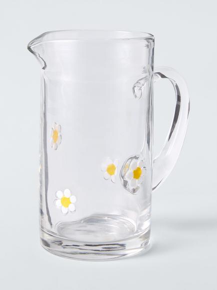 John Lewis Daisy Icon Glass Jug, 1.3L, Clear, Clear
