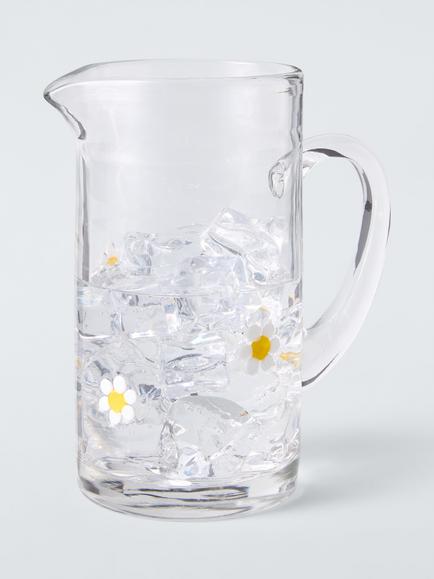 John Lewis Daisy Icon Glass Jug, 1.3L, Clear - view 2, Clear