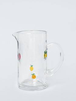 John Lewis Mixed Fruits Icon Glass Jug, 1.3L, Clear, Clear