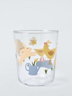 John Lewis Kids' Easter Print Glass Tumbler, 380ml, Clear/Multi, Multi