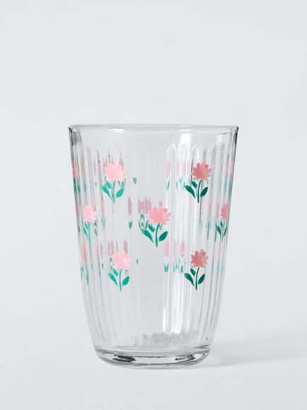 John Lewis Flora Glass Highball, 400ml, Clear, Multi