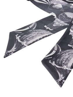 Aspinal of London Silk Hot Air Balloon Skinny Scarf, Black/White - view 2, Black/White