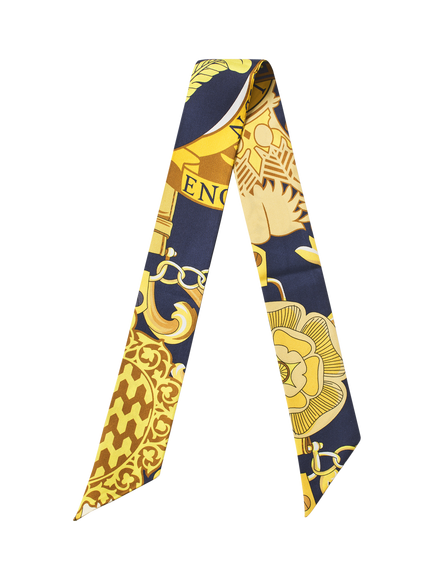Aspinal of London Silk Scarf, Navy/Multi, Navy/Multi