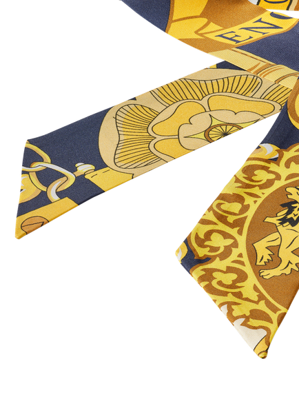 Aspinal of London Silk Scarf, Navy/Multi - view 2, Navy/Multi