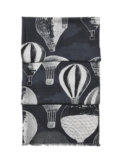 Aspinal of London Printed Wool Scarf, Black/White, Black/White