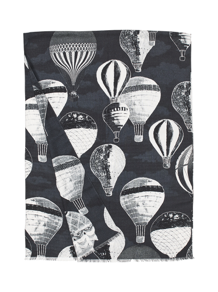 Aspinal of London Printed Wool Scarf, Black/White - view 2, Black/White