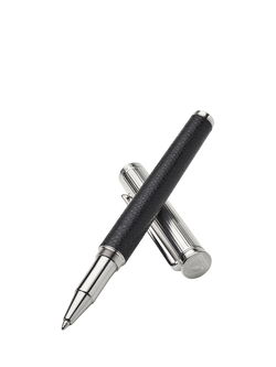 Aspinal of London Leather and Steel Pen, Black, Black