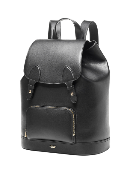 Aspinal of London Moleskin Soft Saffiano Leather Backpack - view 2, Black