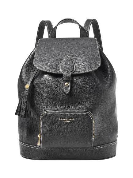 Aspinal of London Hudson Leather Small Backpack, Black