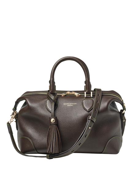 Aspinal of London The Hudson Pebble Leather Midi Bag, Dark Brown, Dark Brown