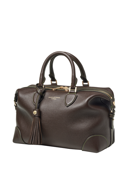 Aspinal of London The Hudson Pebble Leather Midi Bag, Dark Brown - view 2, Dark Brown