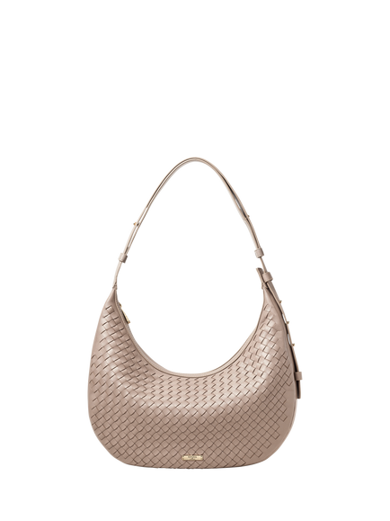 Aspinal of London Soho Slot Weave Large Crescent Bag, Taupe, Taupe