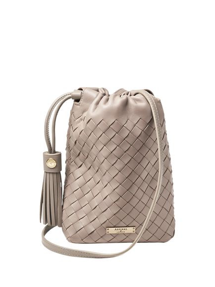 Aspinal of London Soho Slot Weave Crossbody Pouch, Taupe, Taupe