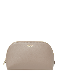 Aspinal of London Leather Classic Makeup Cosmetic Case, Taupe, Taupe