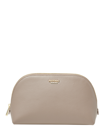 Aspinal of London Leather Classic Makeup Cosmetic Case, Taupe, Taupe