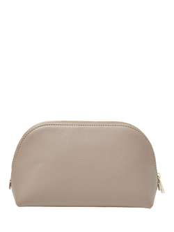 Aspinal of London Leather Classic Makeup Cosmetic Case, Taupe - view 2, Taupe