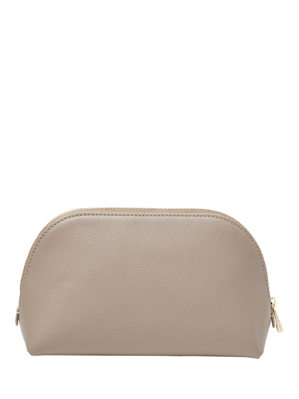 Aspinal of London Leather Classic Makeup Cosmetic Case, Taupe - view 2, Taupe