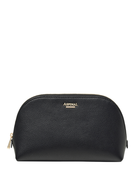 Aspinal of London Leather Classic Makeup Cosmetic Case, Black, Black