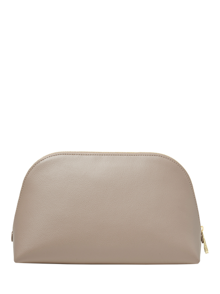 Aspinal of London Leather Classic Toiletry Cosmetic Bag, Taupe - view 2, Taupe