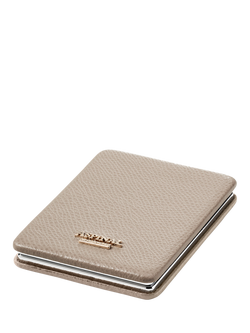 Aspinal of London Leather Compact Mirror, Taupe, Taupe