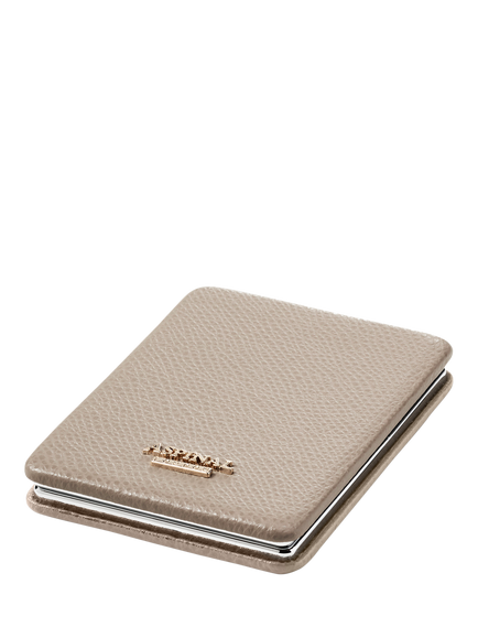 Aspinal of London Leather Compact Mirror, Taupe, Taupe