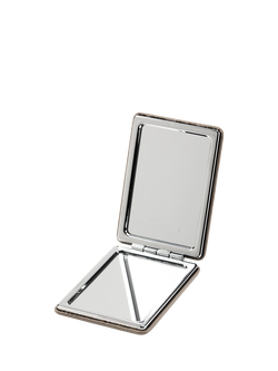 Aspinal of London Leather Compact Mirror, Taupe - view 2, Taupe
