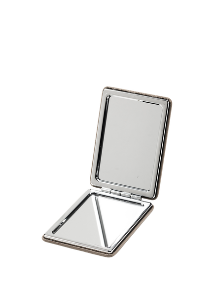 Aspinal of London Leather Compact Mirror, Taupe - view 2, Taupe