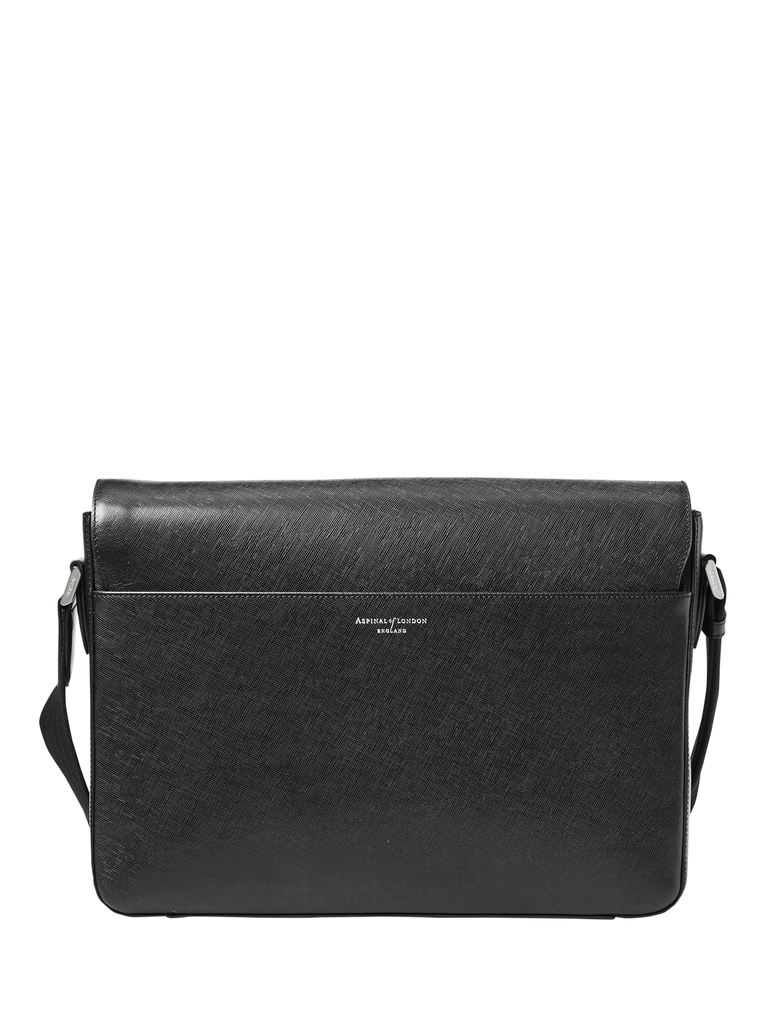 Product image 2 of 7, which shows Aspinal of London Leather Messenger Bag, Black