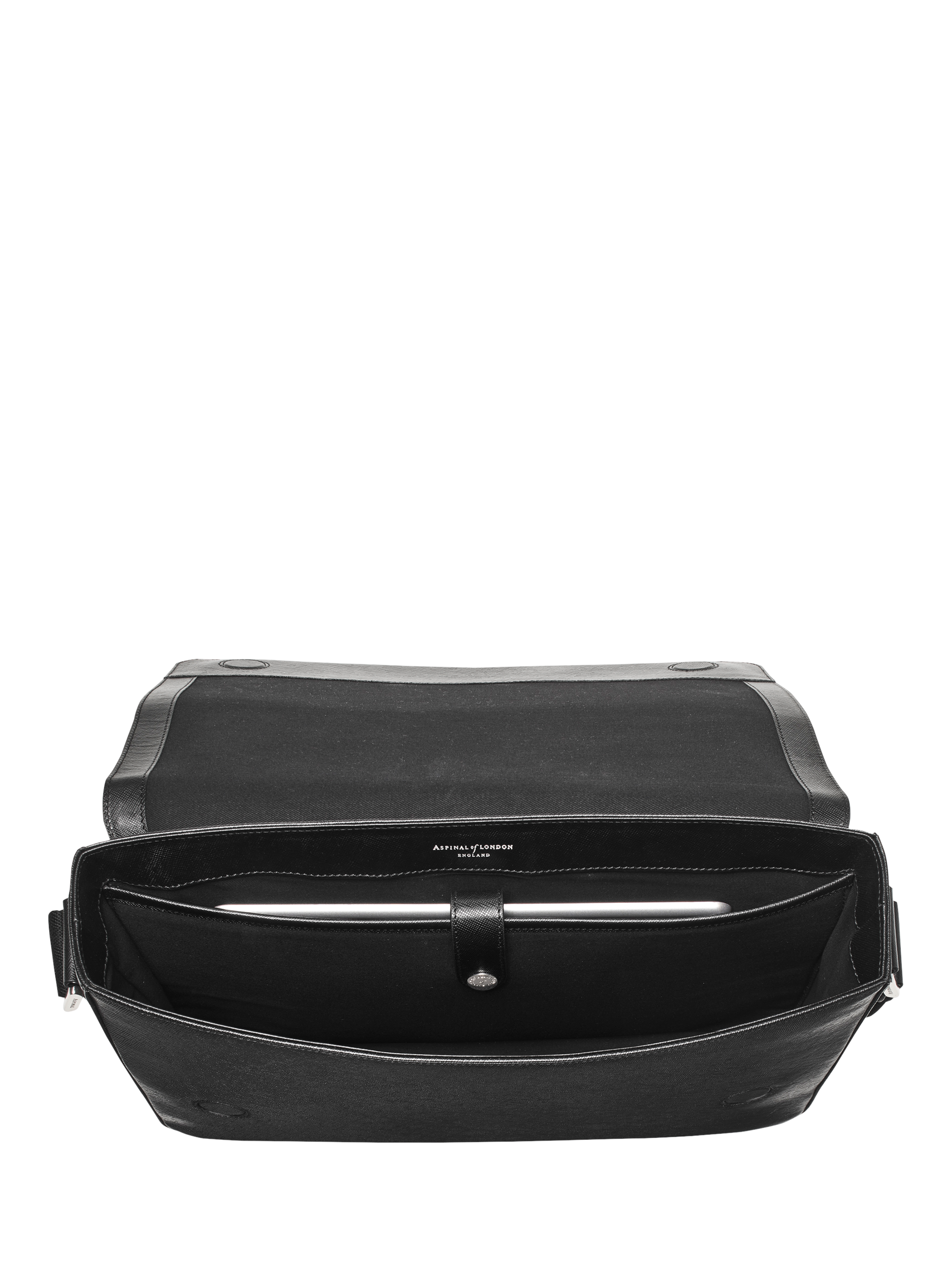 Product image 4 of 7, which shows Aspinal of London Leather Messenger Bag, Black