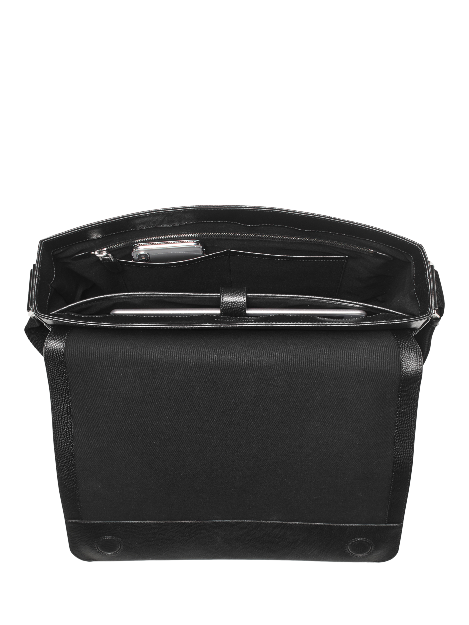 Product image 5 of 7, which shows Aspinal of London Leather Messenger Bag, Black