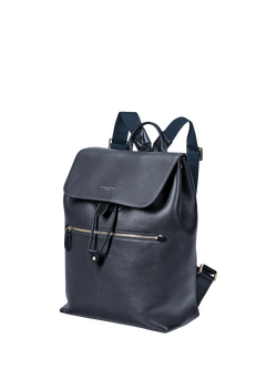 Aspinal of London Reporter Leather Backpack, Navy - view 2, Navy