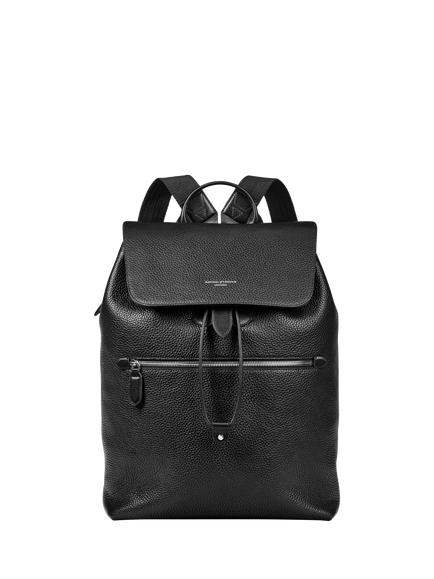 Aspinal of London Reporter Leather Backpack, Black, Black