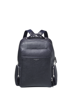 Aspinal of London Reporter Zip Pebble Leather Backpack, Navy