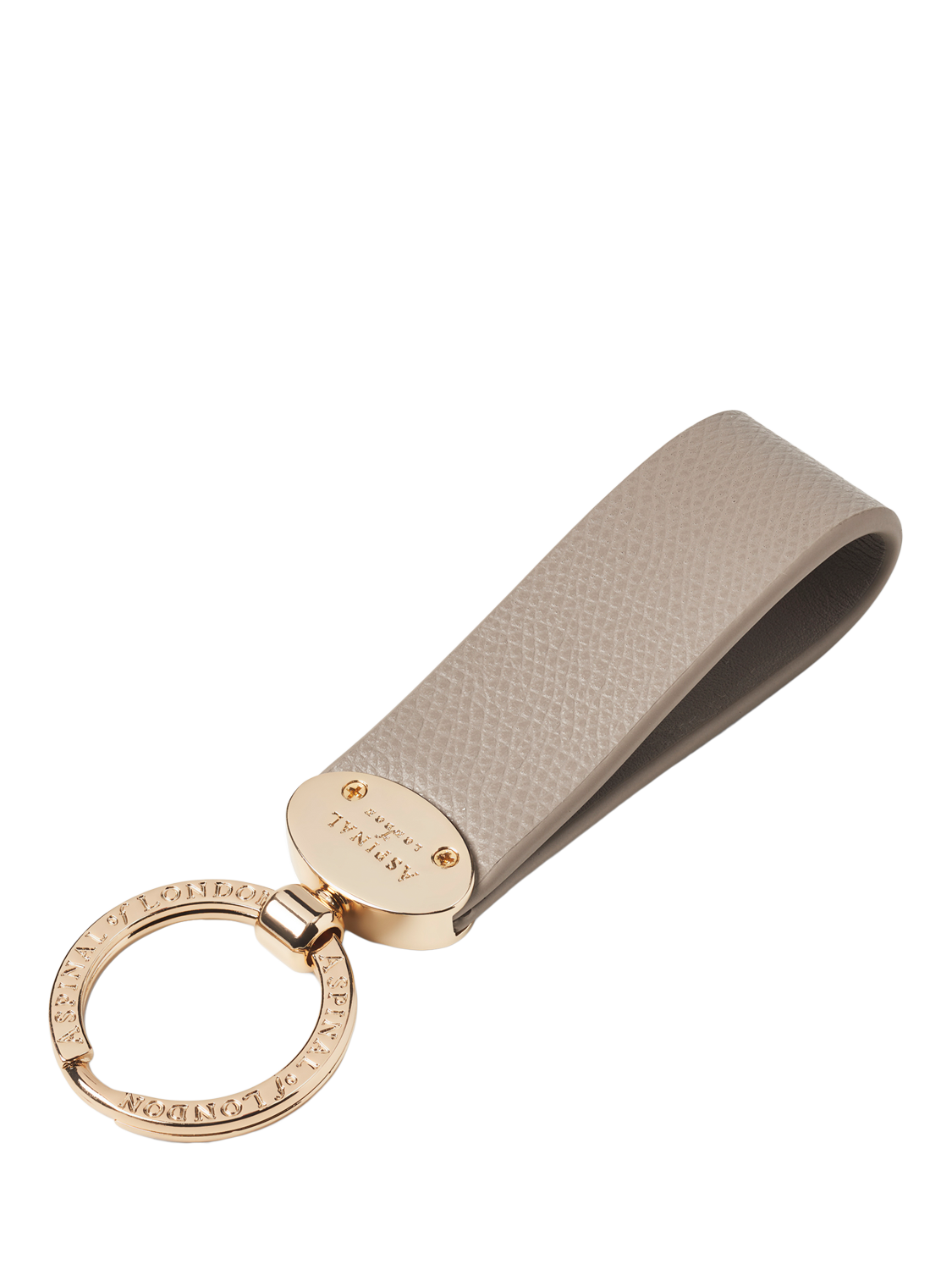 Product image 1 of 2, which shows Aspinal of London Leather Oval Loop Keyring, Taupe
