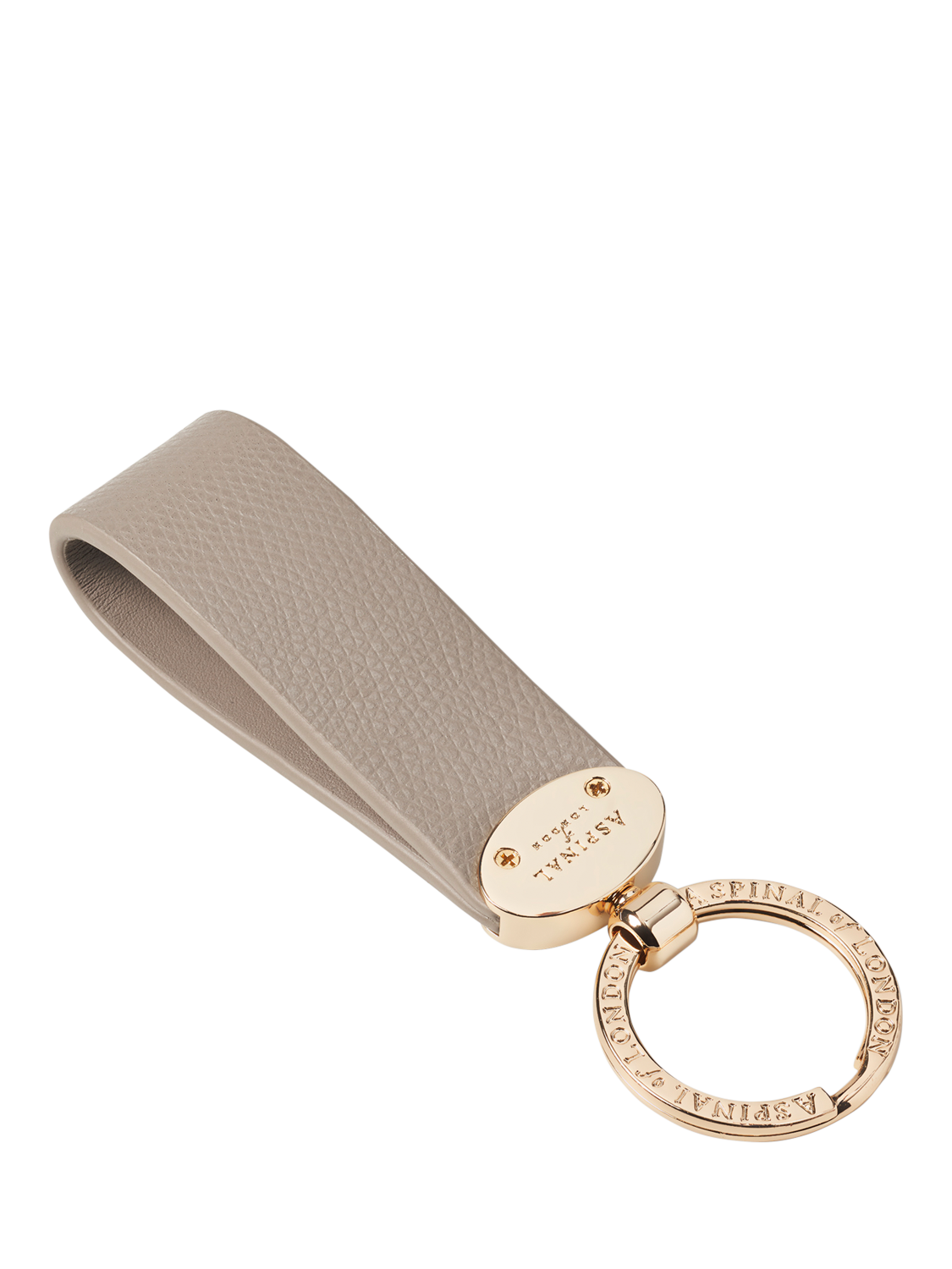 Product image 2 of 2, which shows Aspinal of London Leather Oval Loop Keyring, Taupe