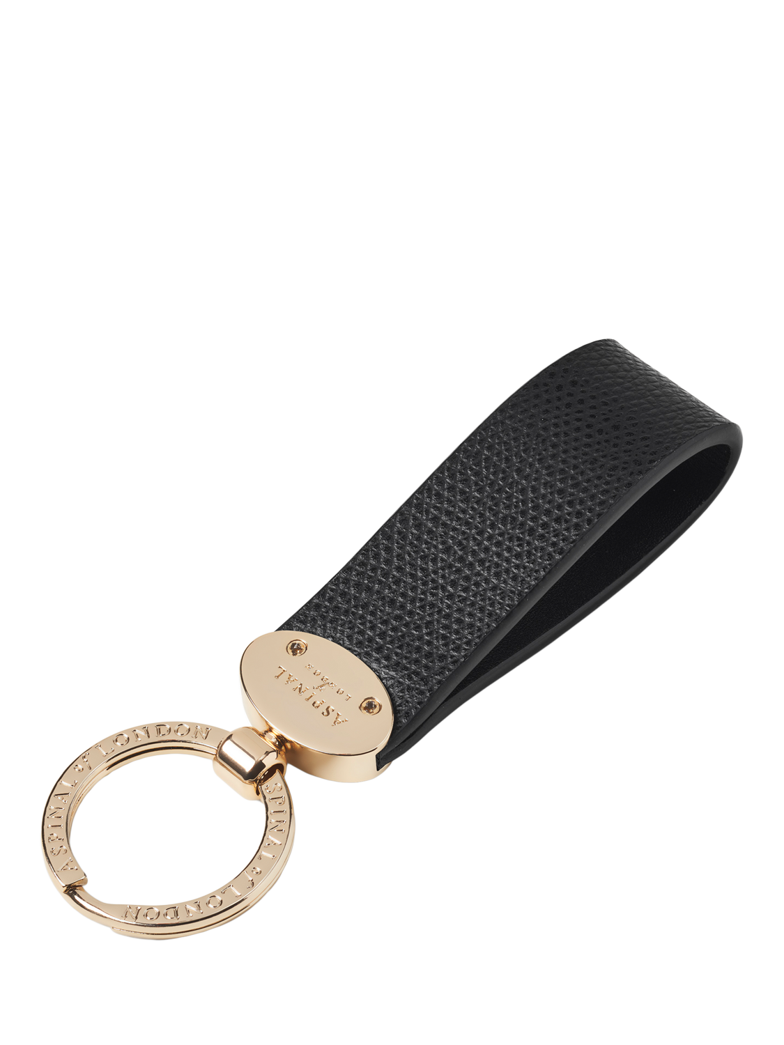 Product image 1 of 2, which shows Aspinal of London Leather Oval Loop Keyring, Black