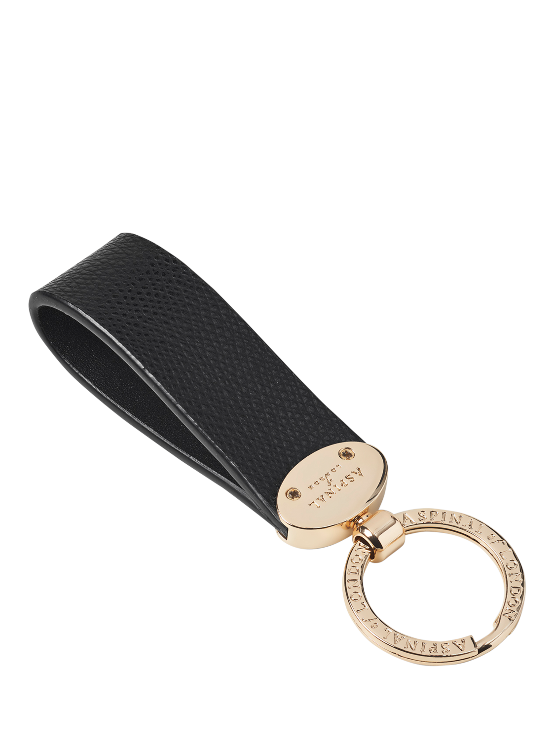 Product image 2 of 2, which shows Aspinal of London Leather Oval Loop Keyring, Black