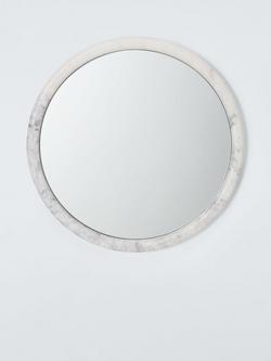 John Lewis Marble Round Wall Mirror, 50cm, White, White