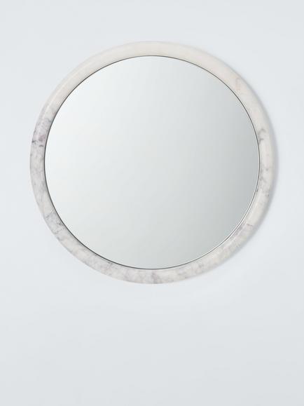 John Lewis Marble Round Wall Mirror, 50cm, White
