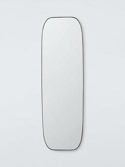 John Lewis Scandi Curved Corner Full-Length Metal Frame Wall Mirror, 160 x 50cm, Black, Black