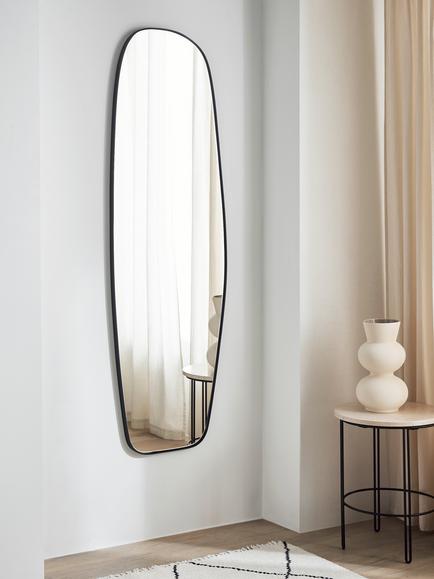 John Lewis Scandi Full-Length Irregular Metal Frame Wall Mirror, 160 x 50cm, Black - view 2, Black