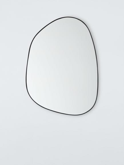 John Lewis Scandi Large Pebble Metal Frame Wall Mirror, 80 x 60cm, Black, Black