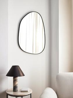 John Lewis Scandi Large Pebble Metal Frame Wall Mirror, 80 x 60cm, Black - view 2, Black