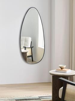 John Lewis Scandi Large Teardrop Metal Frame Wall Mirror, 120 x 55cm, Black - view 2, Black