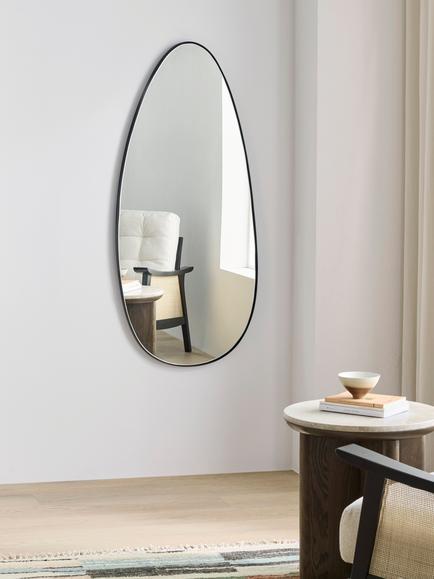 John Lewis Scandi Large Teardrop Metal Frame Wall Mirror, 120 x 55cm, Black - view 2, Black